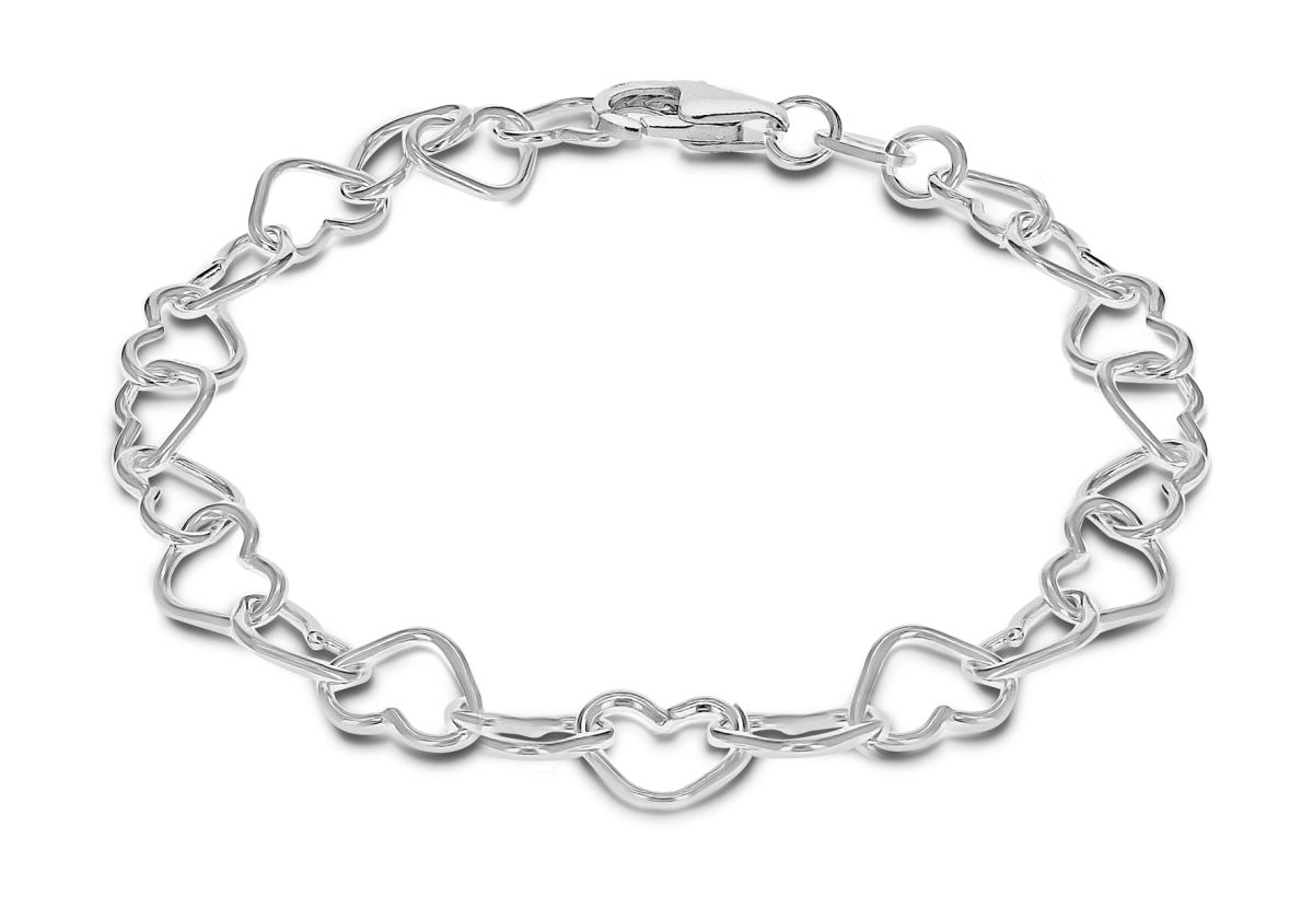 Italian crafted heart link bracelet in sterling silver 7.5” - Faith & Brown